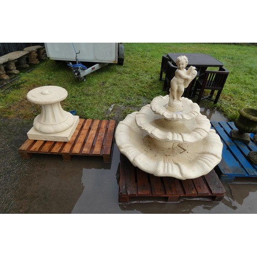 2706 - A large 4 piece concrete fountain