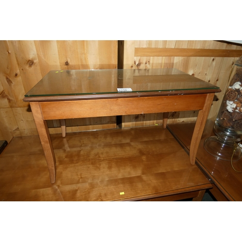 2138 - 1 x wooden glass topped coffee table approx 90 x 50cm