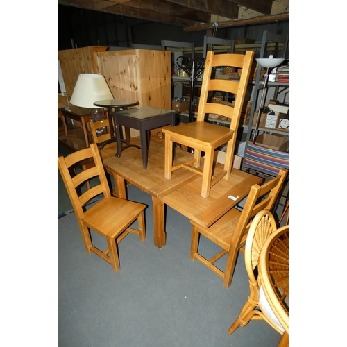 2143 - 4 x Oak ladder back dining chairs