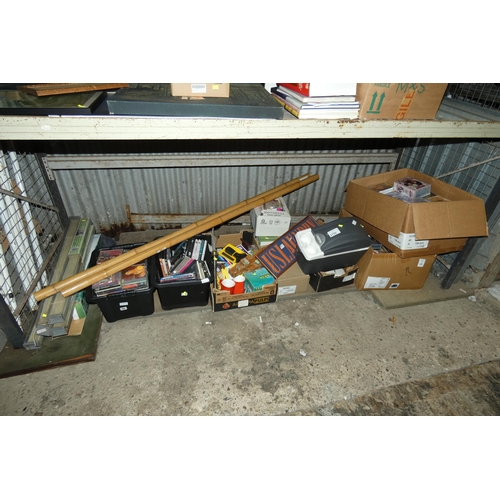 2155 - A quantity of various items including blinds, DVDs etc. Contents of 1 shelf