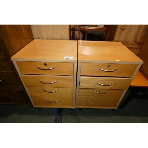 2163 - 2 x wooden effect bedside cabinets