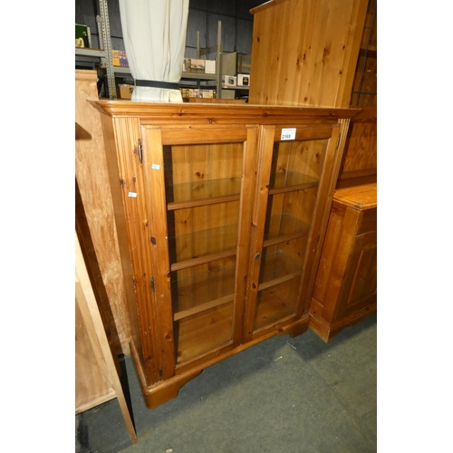 2169 - 1 x Pine cabinet with 2 glass doors approx 99cm wide