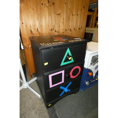 2196 - 1 x painted wooden bedside cabinet - Game Over