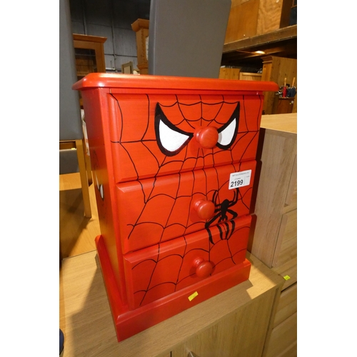 2199 - 1 x painted wooden bedside cabinet - Spiderman