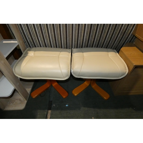 2203 - 2 x cream upholstered foot stools