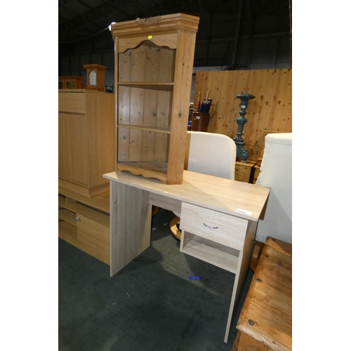 2205 - 1 x wood effect home desk approx 90 x 50cm and 1 x Pine corner shelf unit