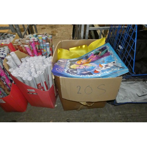 2656 - 3 boxes containing a quantity of Christmas wrapping paper, large bags and flower dressing up costume... 