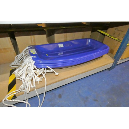 90 - 10 x blue plastic sledges by Kandytoys