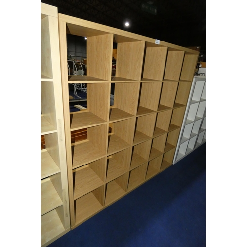 317 - A wood effect cubed shelving unit with 25 storage sections approx 183x39x183cm