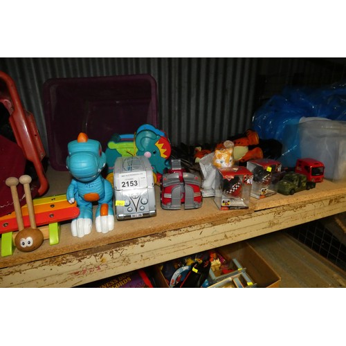 2153 - A quantity of various items including toys, ornaments, a Cookworks 4 slice toaster etc. Contents of ... 