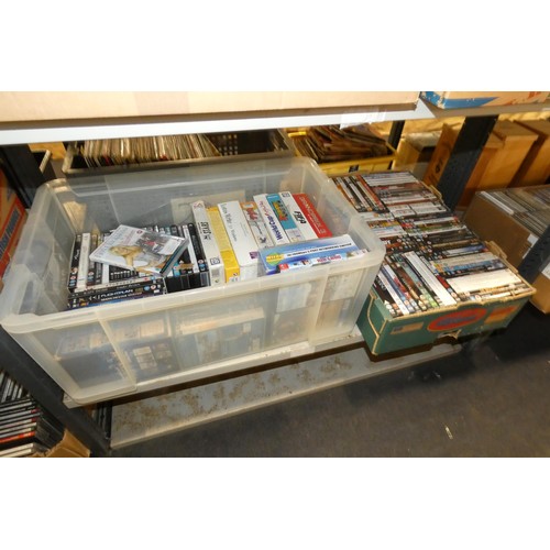 2446 - A large quantity of various DVDs and CDs, contents of 3 shelves