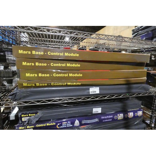 2389 - 5 x Ricco cardboard Mars Base control modules. Boxed and requires assembly. Contents of 1 shelf