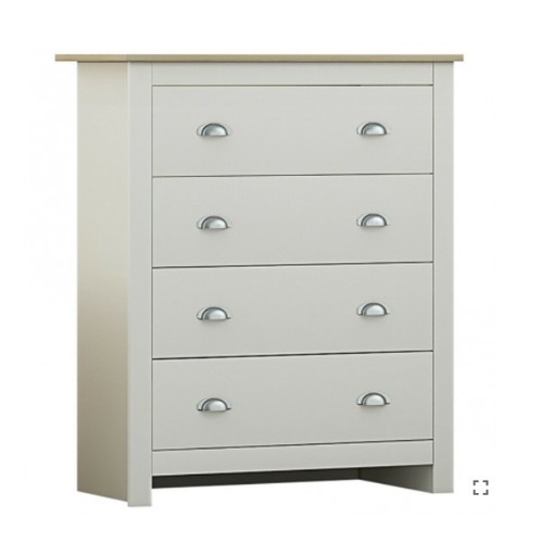 193 - A flat packed chest of 4 drawers type Westbury, cream on oak RRP £99