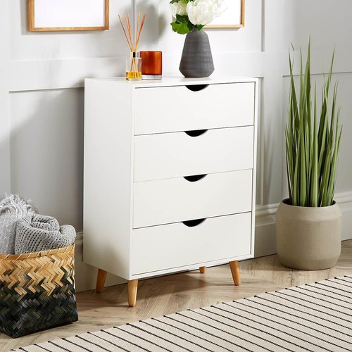 194 - A flat packed chest of 4 drawers type Modoc in white & oak RRP £69