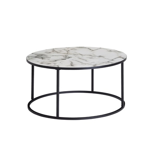 195 - A round metal framed marble effect coffee table RRP £98