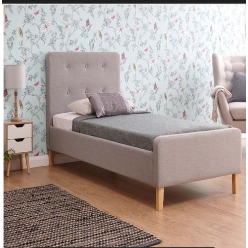 365 - A flat packed grey upholstered 3ft single bed frame type Ashbourne RRP £200