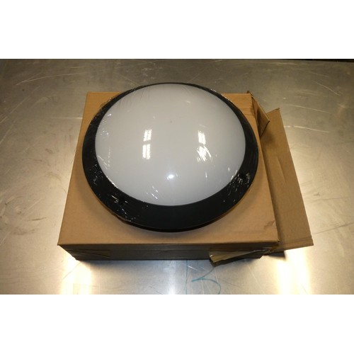 2416 - 5 x flush fitting bulkhead ceiling lights in black by Megaman type Lucia E27, all boxed