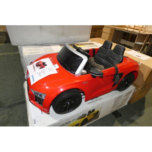 2236 - 1 x Audi R8 Spyder child's ride on 12v battery powered toy car. RRP £159- Colour is red, box was dam... 