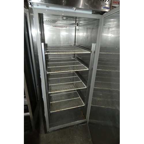 1205 - A commercial stainless steel tall fridge by Scan Frost no model visible, Tested Working - trade. Tes... 