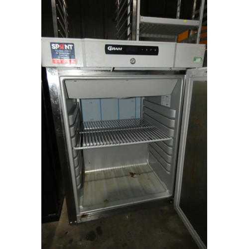 1216 - A commercial stainless steel front fridge by Gram - trade. Tested Not Working