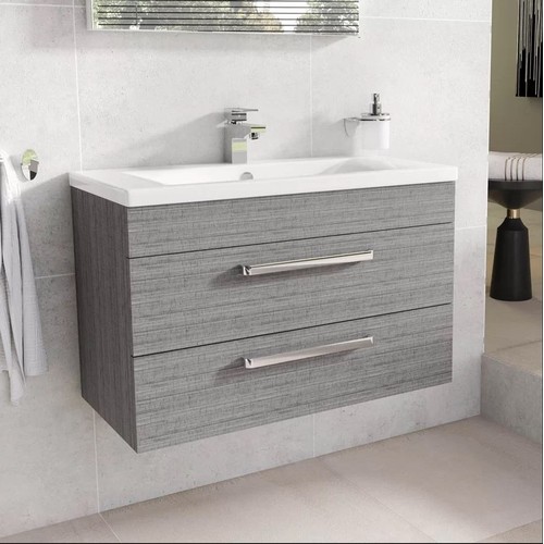 63 - 1 x Aparicio wall mounted bathroom vanity unit with a white ceramic basin approx 80cm wide RRP £369