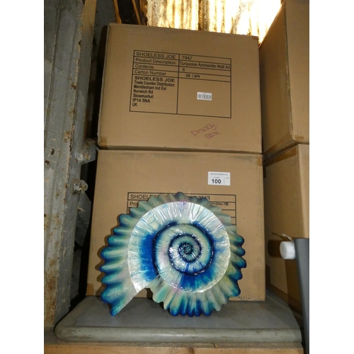 100 - 2 boxes each containing 6 x Shoeless Joe 7947 turquoise ammonite wall art RRP £19.95 each (12 in tot... 