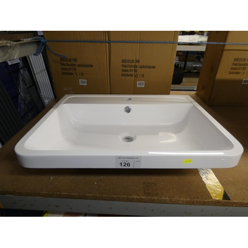 126 - 1 x white resin basin approx 60cm wide