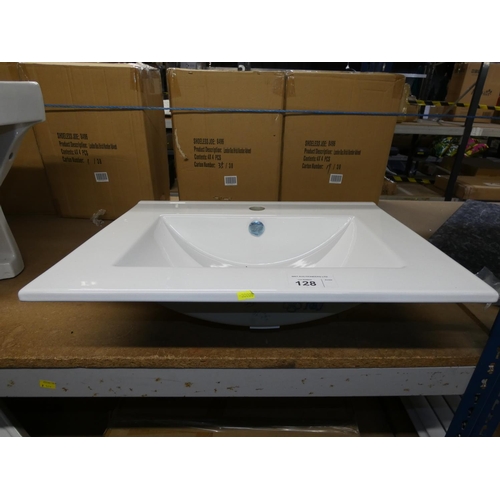 128 - 1 x white ceramic basin approx 61cm wide