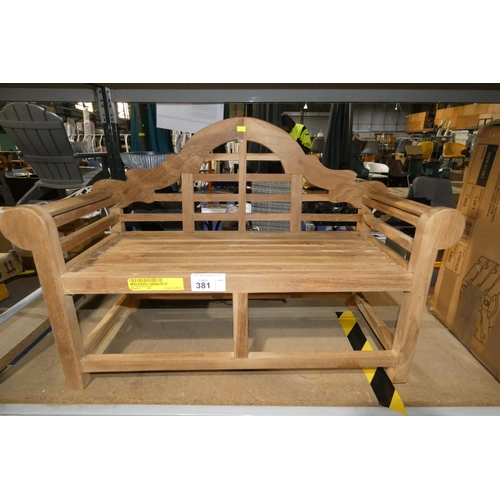 381 - 1 x Eiver Teak child size garden bench approx 81cm wide