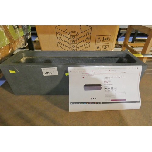 400 - 1 x rectangular grey planter approx 60 x 17 x 17cm high RRP £44. Please note that this planter has s... 