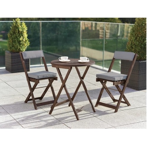 460 - A Seoul 2 person bistro set with cushions comprising of 2 x chairs and 1 x round wooden table diamet... 