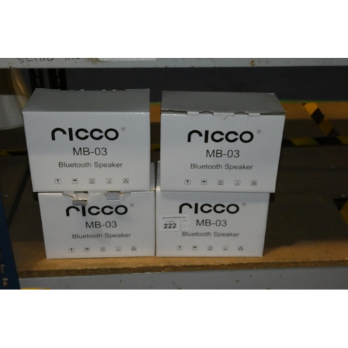 222 - 4 x unused, boxed Bluetooth/AUX media speakers by Ricco, type MB-03