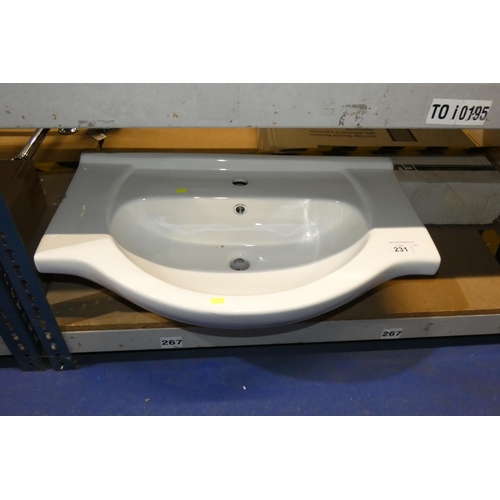 231 - 1 x white ceramic basin approx 75cm wide