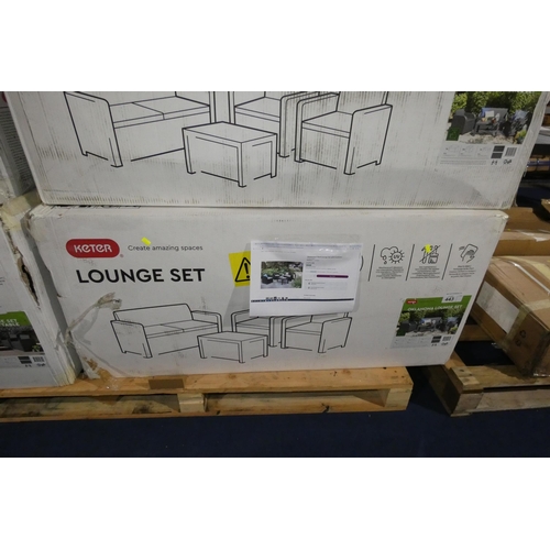 443 - A Keter Oklahoma 4 seater lounge / patio set comprising 1 x two person sofa, 2 x chairs and 1 x coff... 