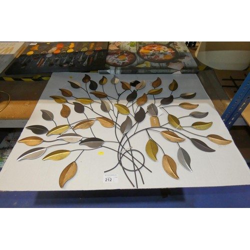 212 - A piece of metal wall art approx 107cm wide - branches / leaves