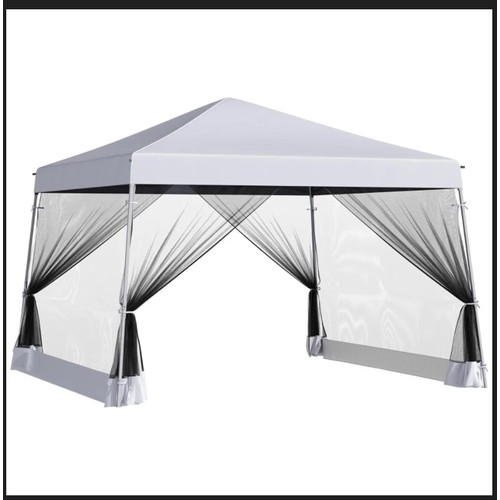 235 - 1 x Mhanna  steel garden gazebo / steel party tent  ( 3.5 M × 3.5 M Base / 3 M × 3 M Top, White)