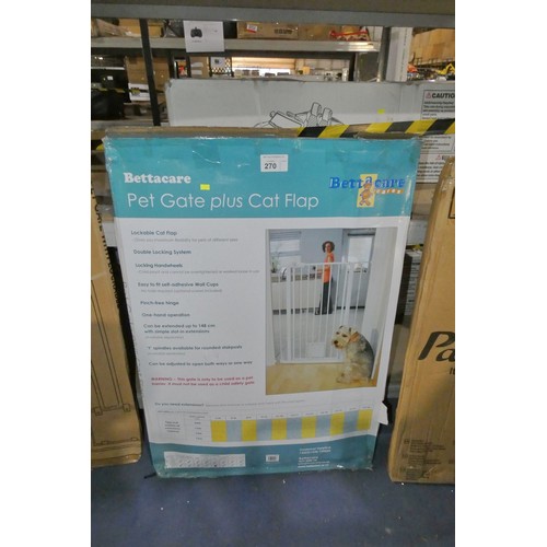 1 x Bettacare pet gate with lockable cat flap to fit gap 75cm to 84cm