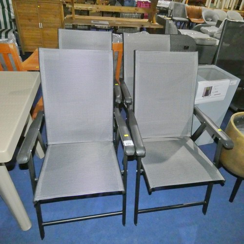 425 - 4 x silvery grey folding garden dining chairs