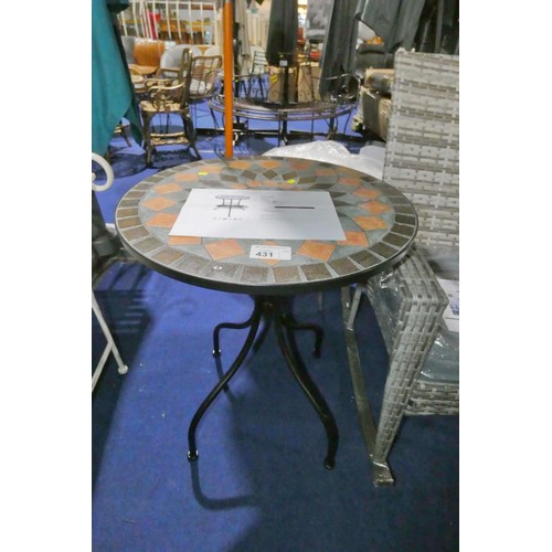 431 - 1 x mosaic top round balcony table diameter approx 60cm RRP £86