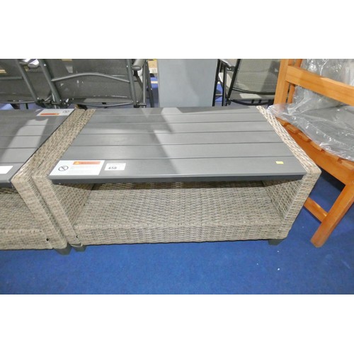 458 - 1 x synthetic rattan garden coffee table approx 92 x 56cm