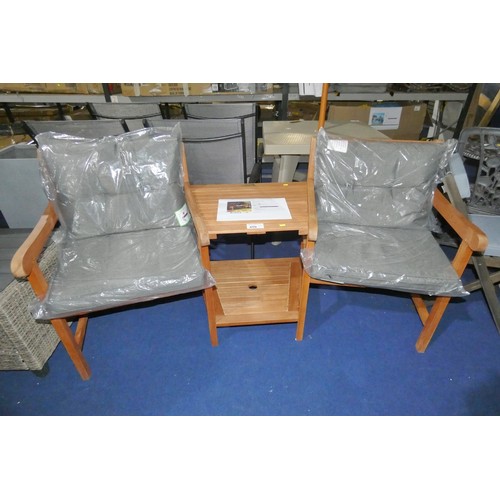 459 - An Aalana wooden love seat with cushions RRP £199