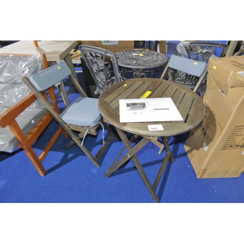 460 - A Seoul 2 person bistro set with cushions comprising of 2 x chairs and 1 x round wooden table diamet... 