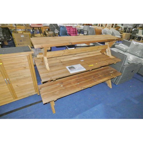 464 - A Romford rectangular 8 person garden dining set comprising 1 x table approx 177 x 75cm and 2 x wood... 