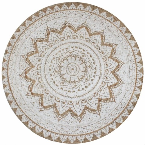 529 - 1 x Lavoir hand knotted natural / white round rug RRP £109 - diameter not visible but region of 150c... 