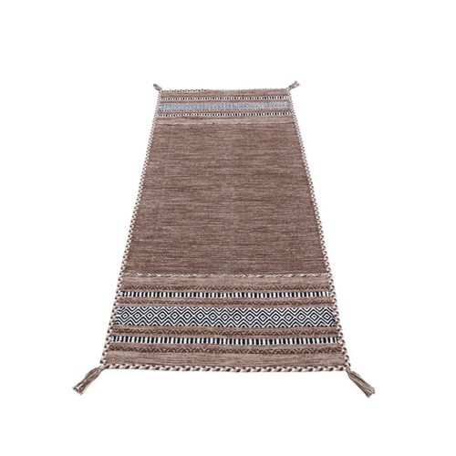 530 - 1 x Zephyranthe handwoven Kilim wool brown rug approx 200 x 290cm RRP £127