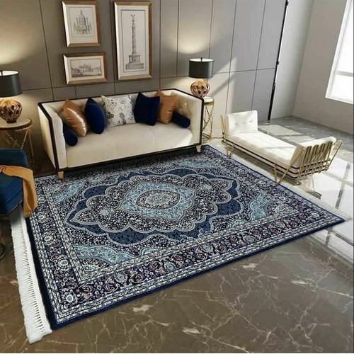 533 - 1 x Alsager Kilim navy blue rug approx 200 x 290cm RRP £229