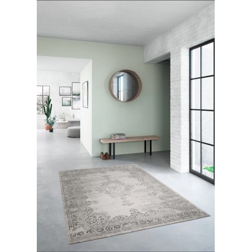 543 - 1 x Bacall flatweave cream / charcoal rug approx 200 x 290cm RRP £114