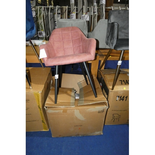 484 - 2 x pink upholstered dining chairs