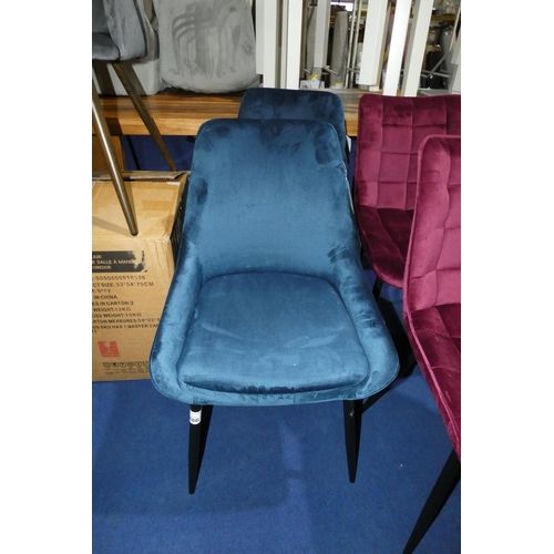 486 - 2 x blue upholstered dining chairs