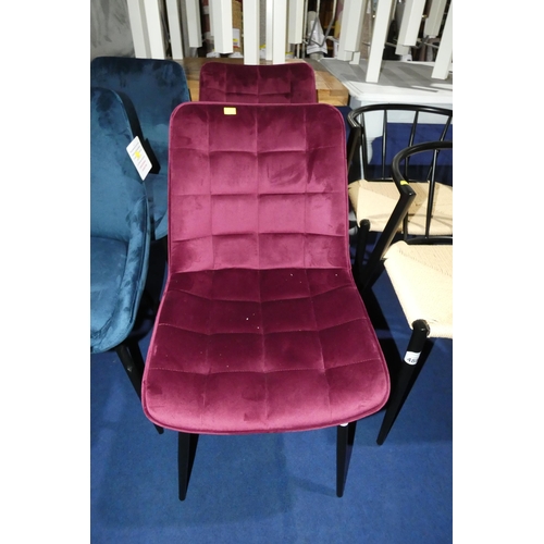 487 - 2 x burgundy upholstered dining chairs